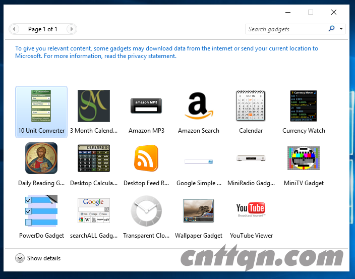 Gadgetarian 2.5 - Thêm tính năng Gadget cho Windows 10